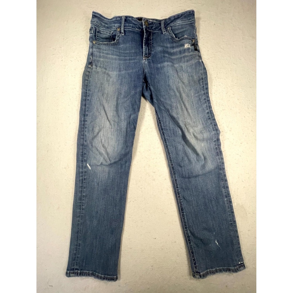 Silver Jeans Womens 30x26 Blue Distressed Avery Slim Fit Mid Rise Straight Leg